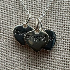 Mother, daughter, friend heart sterling charm necklace